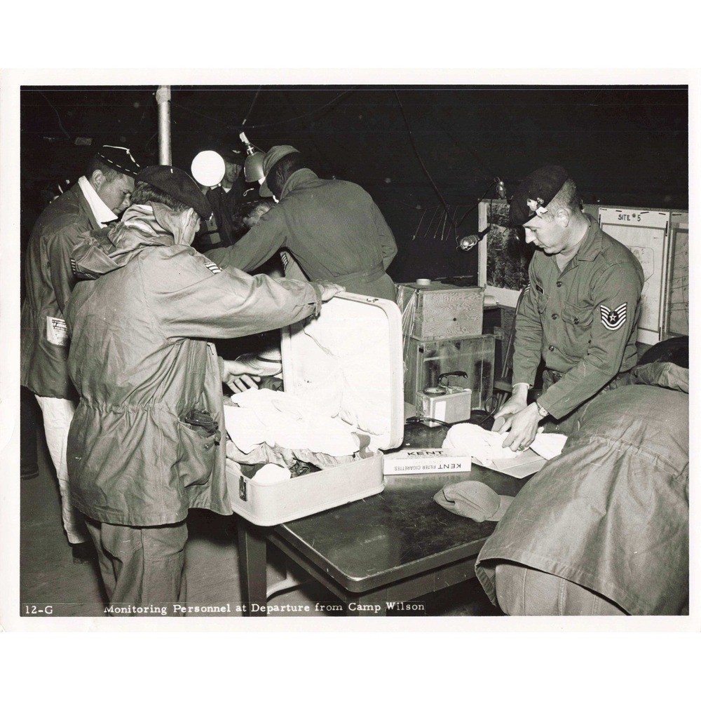 Vintage Photo Monitoring Personnel at Departure from Camp Wilson Military 12-G